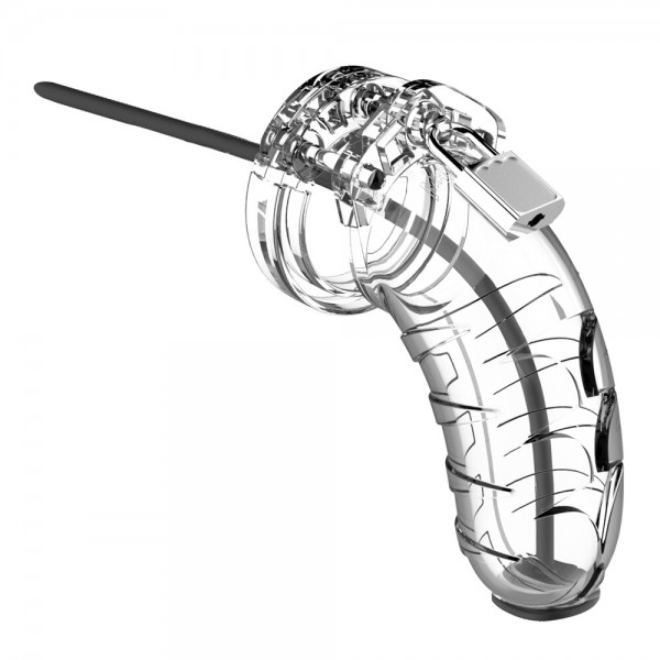 Man Cage 16 Male 4.5 Inch Clear Chastity Cage With Urethal Sound